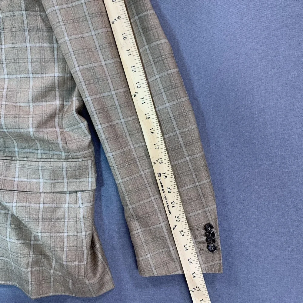 Canali Kei Blazer Mens 56R Brown Windowpane Wool Sport Coat Jacket Made In Italy